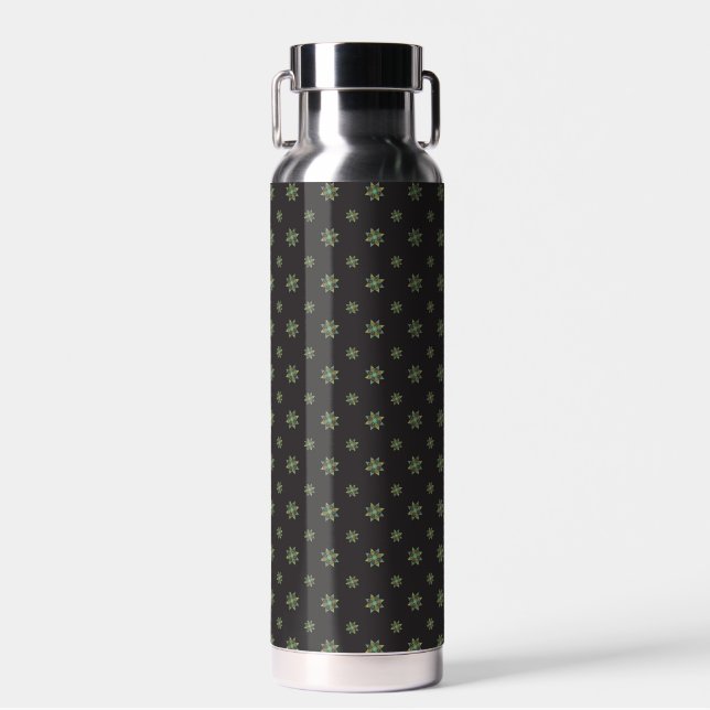Black Quilt Star Insulated Water Bottle (Front)