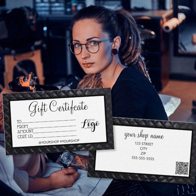 Black quilted Business gift certificate marketing (Creator Uploaded)