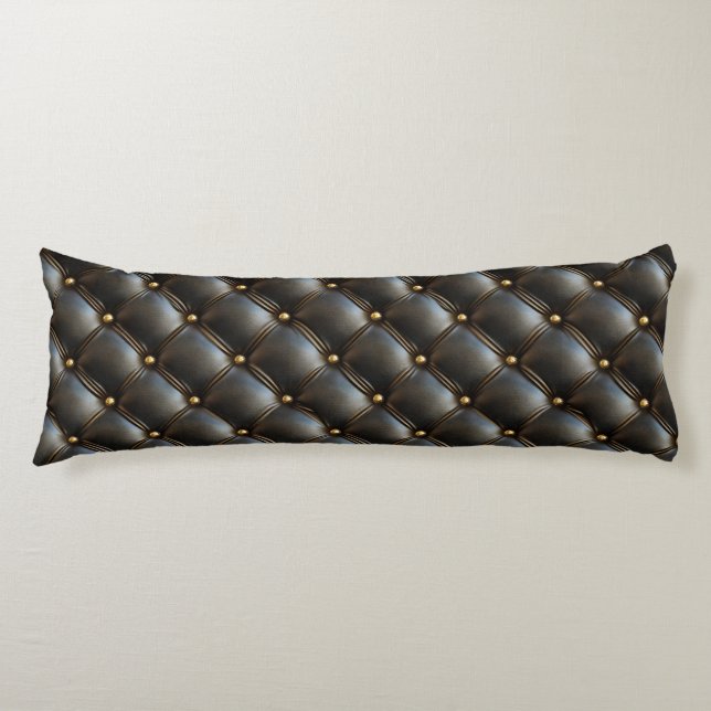 Black Quilted Leather Pattern Body Cushion (Front)