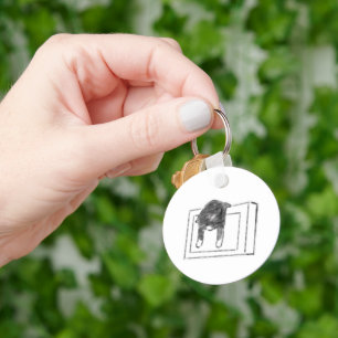 Black Rabbit Hanging Frame Pencil Art Key Ring