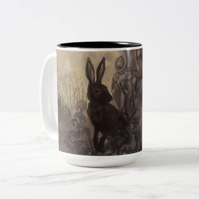 Black Rabbit of Inle Two-Tone Coffee Mug (Front Left)