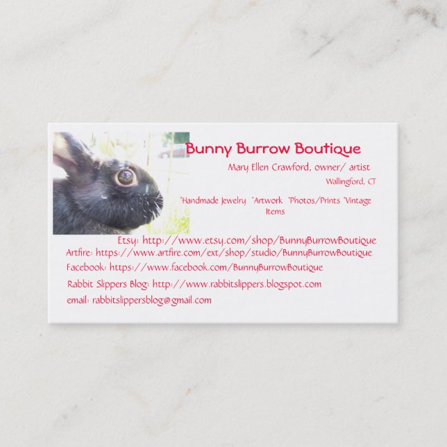 Black Rabbit Photo Business Card (Front)