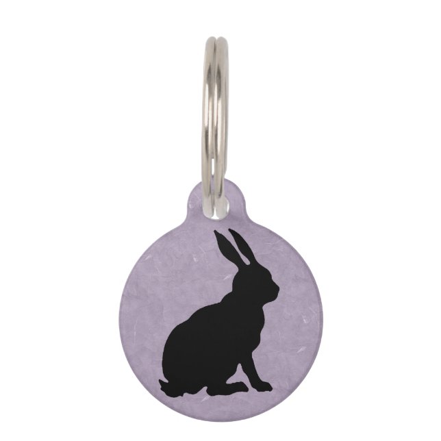Black Rabbit Silhouette Easter Bunny Pet Tag (Front)
