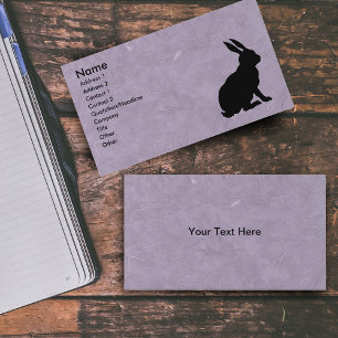 Black Rabbit Silhouette Marbled Purple Business Card