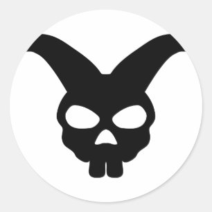 black rabbit skull classic round sticker