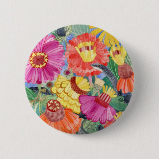 Black Racer and Zinnias button