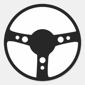 black racing steering wheel icon classic round sticker