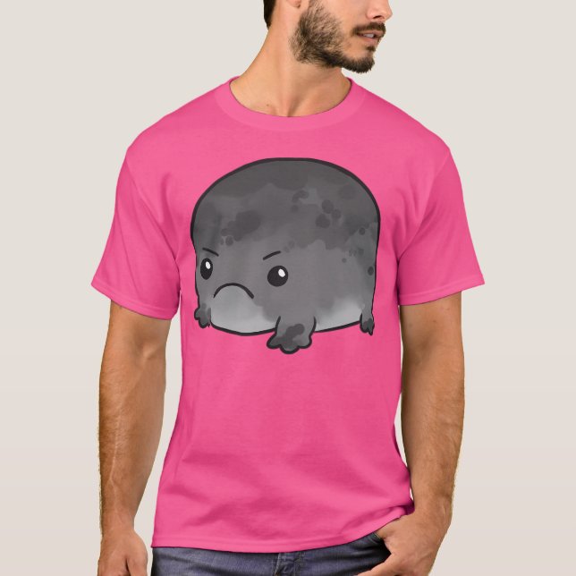 Black Rain Frog Cute Grumpy Frog T-Shirt (Front)