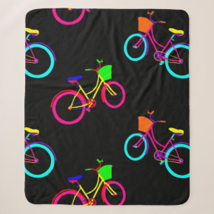black rainbow bikes colourful bicycles sherpa blanket