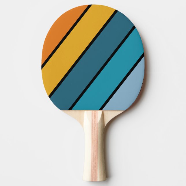 Black Rainbow Bold Striped Ping Pong Paddle (Front)