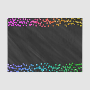 Black Rainbow Confetti Dots Fun Party Tissue Paper