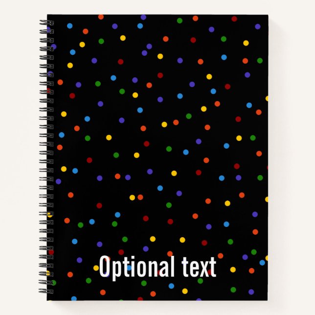 Black Rainbow Confetti Dots Notebook (Front)