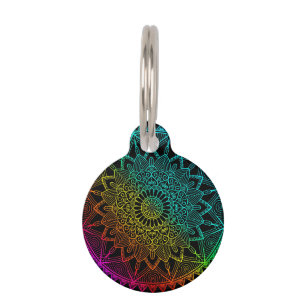 Black Rainbow Dog Leash Pet Tag