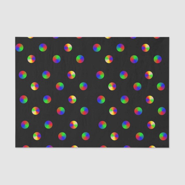 Black Rainbow Dots LGBT Gay Pride Tissue Paper (Front)
