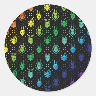 Black Rainbow Fantasy Dragon Dot Pattern Classic Round Sticker