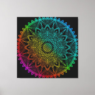 Black Rainbow Mandala Canvas Print