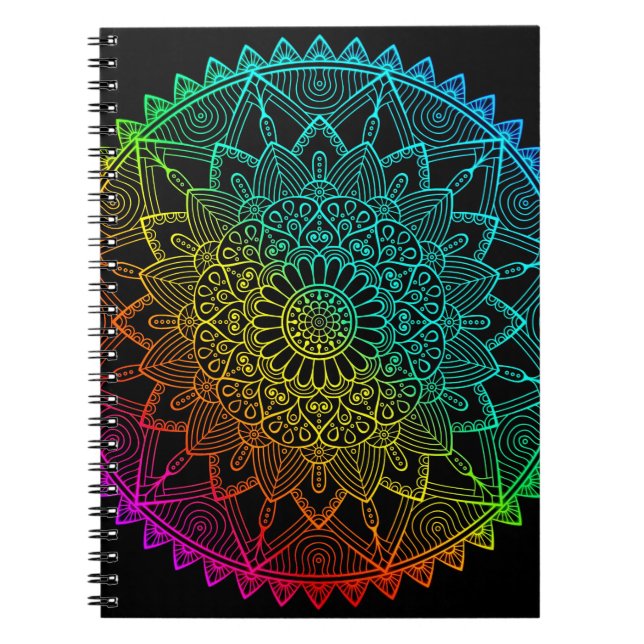 Black Rainbow Mandala  Notebook (Front)