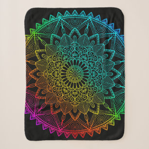 Black Rainbow Mandala Poster Sherpa Blanket