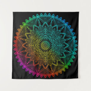 Black Rainbow Mandala Poster Tapestry