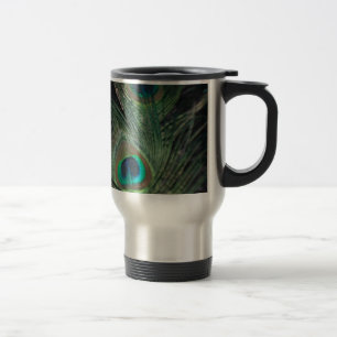 Black Rainbow Peacock Travel Mug