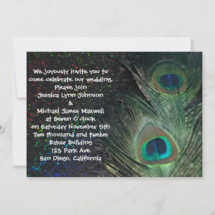 Black Rainbow Peacock Wedding Invitation