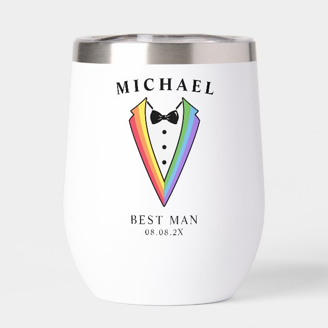 Black Rainbow Personalised Best Man Gay Pride (Back)