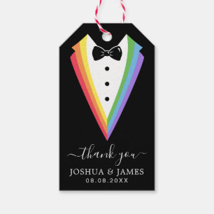 Black Rainbow Personalised Groomsmen Gay Pride Gift Tags