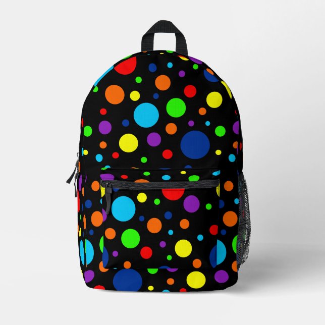 Black Rainbow Spots Backpack (Front)