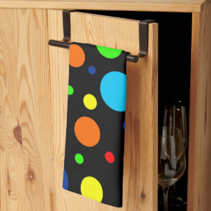 Black Rainbow Spots Kitchen Towel