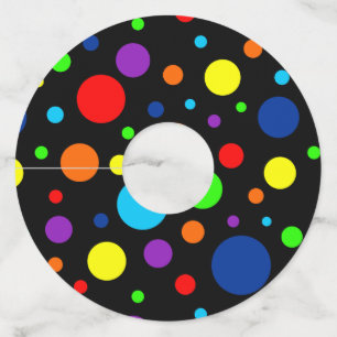 Black Rainbow Spots Paper Wine Glass Tags