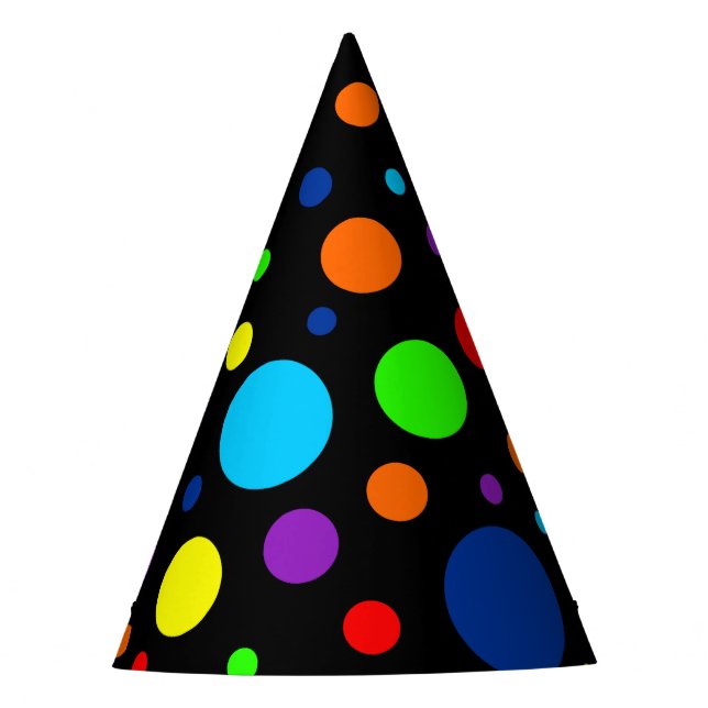Black Rainbow Spots Party Hats (Front)