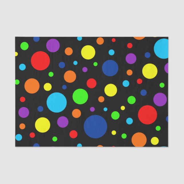 Black Rainbow Spots Tissue Paper (Front)