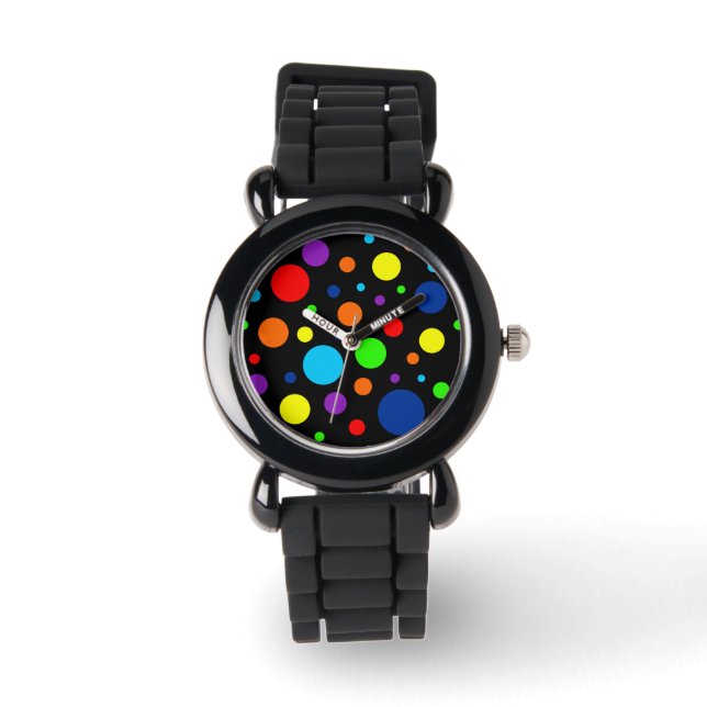 Black Rainbow Spots Watch (Child) (Front)