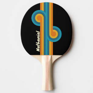 Black Rainbow Stripe Loop with Name Ping Pong Paddle