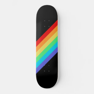 Black Rainbow Striped Skateboard