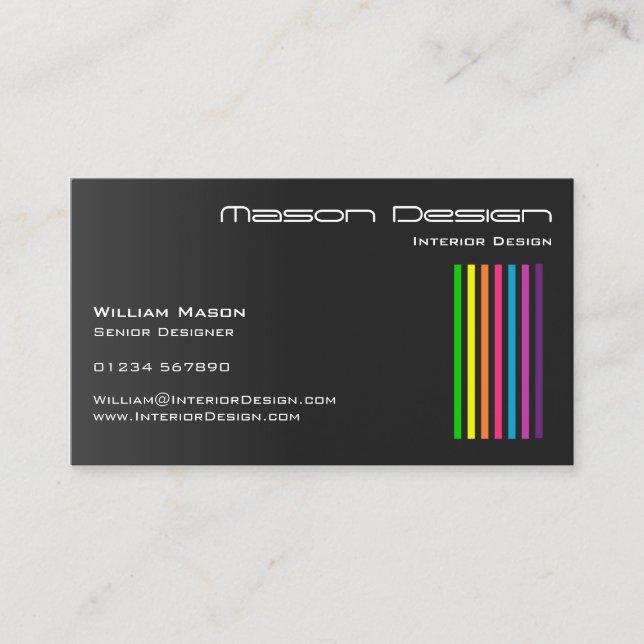 Black Rainbow Stripes Business Card (Front)