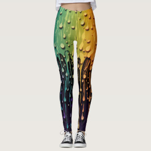 Black Rainbow Water Drops Leggings