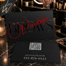 Black Raised Spot UV Brows Artist QR Code
