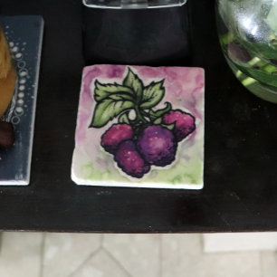 Black Raspberries cute Purple Raspberry Stone Coaster