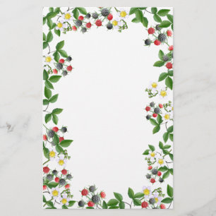 Black Raspberry Floral Stationery