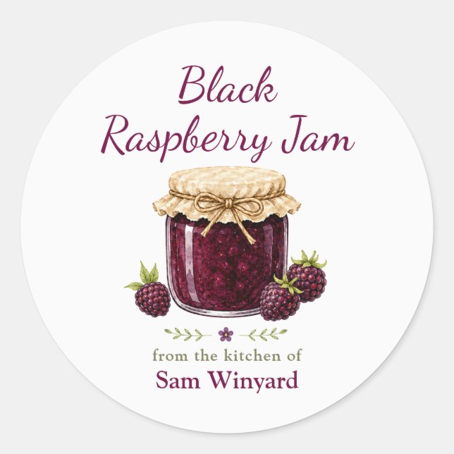Black Raspberry Jam From the Kitchen Of Label (Front)