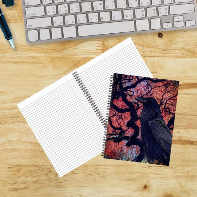 Black Raven and Gnarly Japanese Maple Notebook (In Situ)