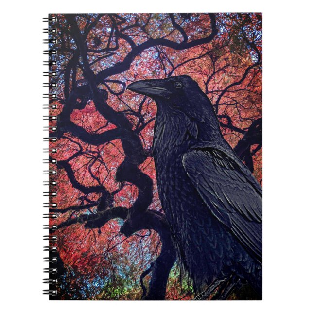 Black Raven and Gnarly Japanese Maple Tree Notebook (Front)