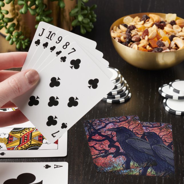 Black Raven and Gnarly Japanese Maple Tree Playing Cards (In Situ)