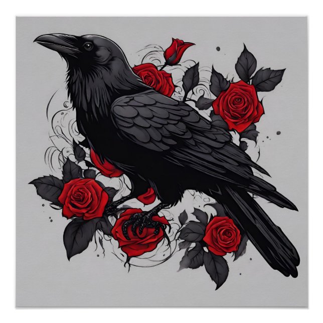 Black Raven and Red Roses  Poster (Front)