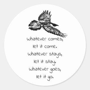 Black Raven Bird Soaring Inspirational Quote  Classic Round Sticker