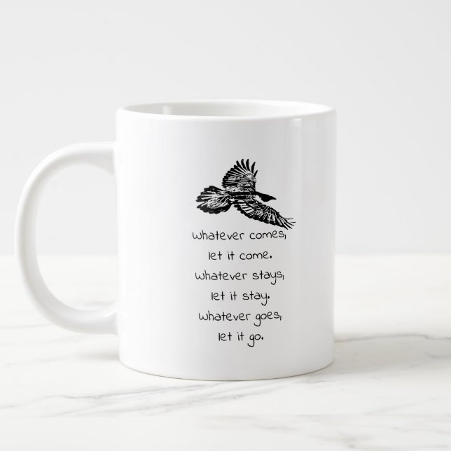 Black Raven Bird Soaring Inspirational Quote  Mug (Left)