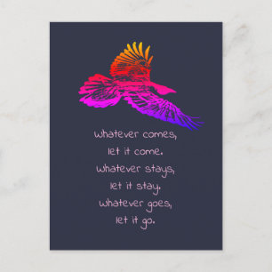 Black Raven Bird Soaring Inspirational Quote  Postcard