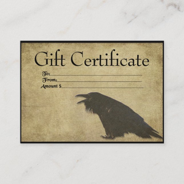 Black Raven- Black Raven- Prim Gift Certificate Ca (Front)