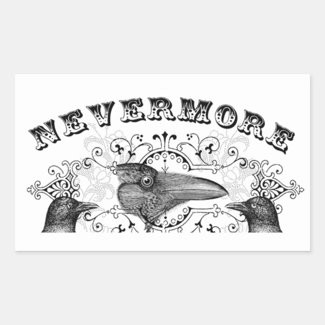 Black Raven Corvid Never More Rectangular Sticker (Front)